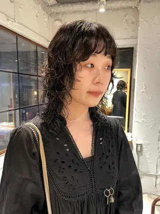 ミディアム パーマ レイヤー×初 パーマ|hinakoのヘアスタイル