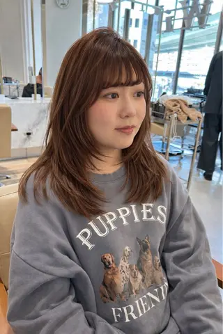 セミロング 野田阪神/レイヤー/ ハイライト/yuuのヘアスタイル