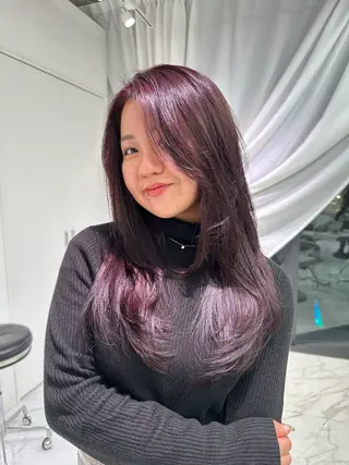 ロング カラー マイ/カットモデル /暖色カラーのヘアスタイル