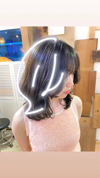 ミディアム カラー 【韓国レイヤー特化 ハッシュカット】のヘアスタイル