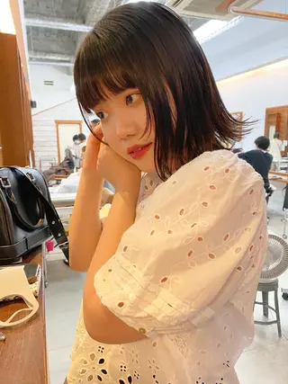 ミディアム クロスパーマ× 透明感カラー✂︎のヘアスタイル