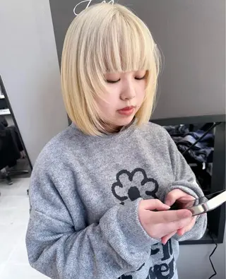 ショート カラー 天神/ハイトーン/艶 カラー/Miharuのヘアスタイル