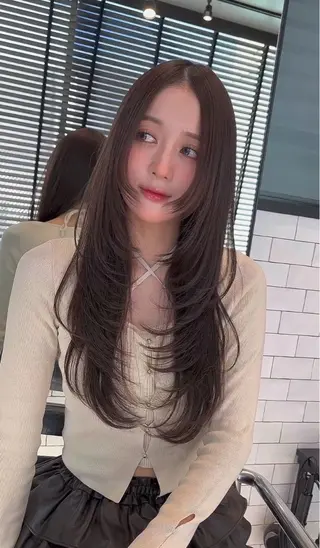 ロング カラー パーマ レイヤー/グレージュ 赤み消し/コウスケのヘアスタイル