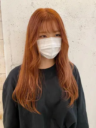 ロング カラー ブリーチなしカラー ダブルカラーエクステのヘアスタイル