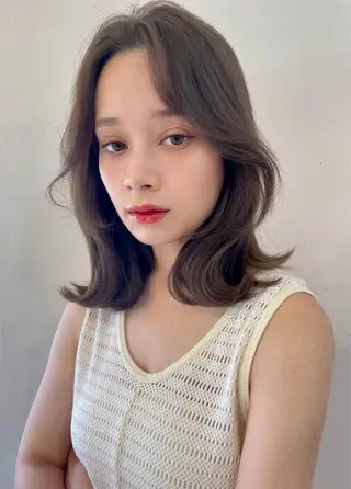 ミディアム カラー 【韓国ヘア×透明感 カラー】笹谷 莉未のヘアスタイル