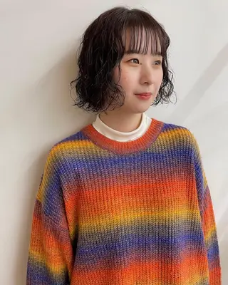 ミディアム ボブカットモデル/パ ーマ/harunaのヘアスタイル