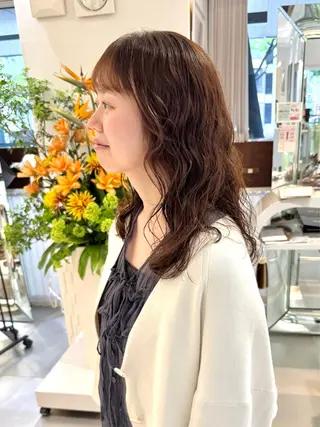 セミロング パーマ ZENKO表参道店所属・デジタルパーマ 🌀ボブ　萩原　龍のヘアスタイル