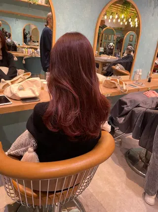 セミロング カラー 縮毛矯正 髪質改善 韓国風レイヤー 吉田のヘアスタイル