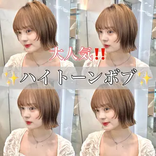 セミロング カラー ♥️ボブ縮毛/ブリー チ/minami♥️のヘアスタイル