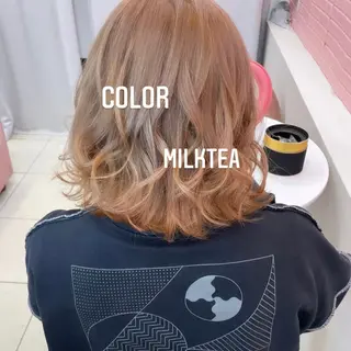 ミディアム カラー エクステ🩵ブリーチ 韓国ヘア🩵KAEのヘアスタイル