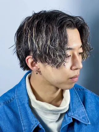 セミロング パーマ ヘアアレンジ メンズ 理容シャイニー　中里店所属・櫻井 亮汰のヘアスタイル
