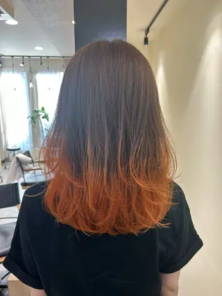 セミロング カラー hub hair レイヤー/透明感のヘアスタイル