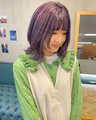 セミロング カラー パーマ ヘアアレンジ メンズ キッズ ネイル マツエク・マツパ アイブロウ tatsumi/ボブ ウルフ/レイヤーのヘアスタイル