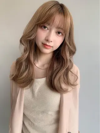 セミロング カラー 透明感/オリーブ/ グレージュ/YUKAのヘアスタイル