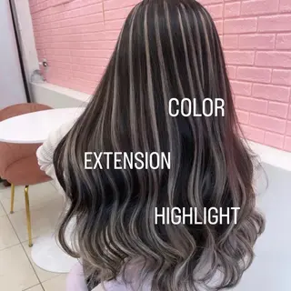 ロング カラー エクステ🩵ブリーチ 韓国ヘア🩵KAEのヘアスタイル