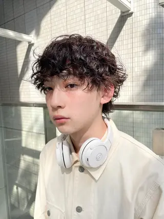 ショート パーマ メンズ 水野 雪 /パーマ/暖色カラーのヘアスタイル