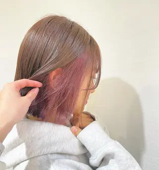ミディアム カラー miwa♡暖色カラー 盛れる顔周り.ヘアメのヘアスタイル