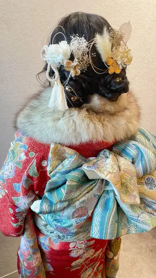 セミロング ヘアアレンジ 艶カラー/縮毛矯正/ ケア/アレンジ/桜悠のヘアスタイル