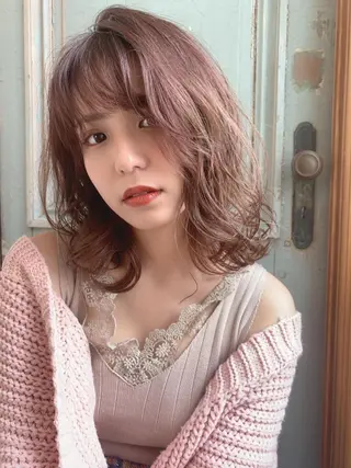 ミディアム 🌷韓国顔周りカット ×艶カラーaki🌷のヘアスタイル