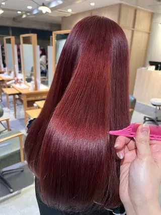ロング カラー オタク美容師🛍/ 酸性ストレート/艶髪のヘアスタイル