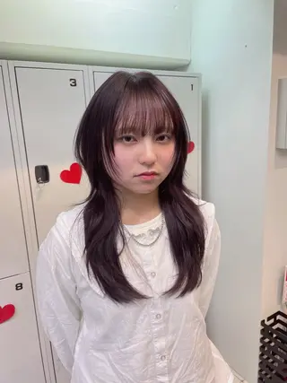 ロング カラー yu-kaハッシュ カット/韓国レイヤーのヘアスタイル