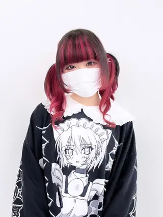ミディアム カラー パーマ ヘアアレンジ メンズ キッズ ネイル マツエク・マツパ アイブロウ ハイトーン/ピンク 💗モモ໒꒱のヘアスタイル