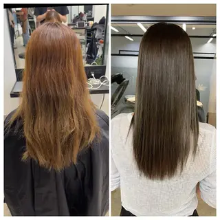 ロング け んブリーチ縮毛矯正のヘアスタイル