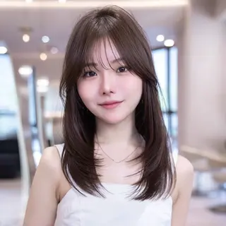 セミロング 渋谷/韓国レイヤー 顔まわり特化マサキのヘアスタイル