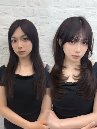 セミロング 失敗しない顔まわり× 小顔補正レイヤー難波のヘアスタイル