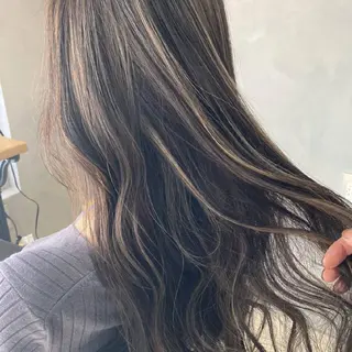 ロング カラー Blue高槻所属・ハイライト 透明感カラー松本のヘアスタイル