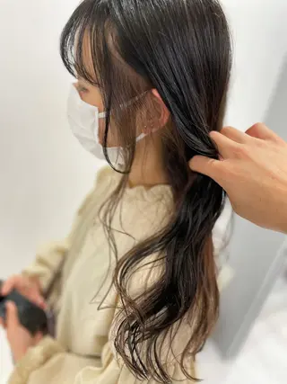 セミロング カラー 難しい髪質の縮毛矯正 高岡/射水/髪質改善のヘアスタイル