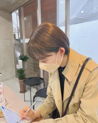 ショート カラー ボブパーマコテ巻き風 パーマNo1深江秀平のヘアスタイル