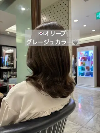 ミディアム カラー パーマ 韓国っぽ透け感カラー マンツーマン🫧なおのヘアスタイル