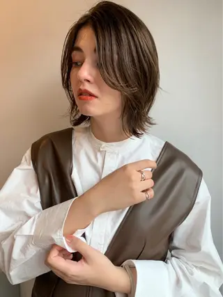 ミディアム カラー パーマ CEINE【セーヌ】 三軒茶屋のヘアスタイル