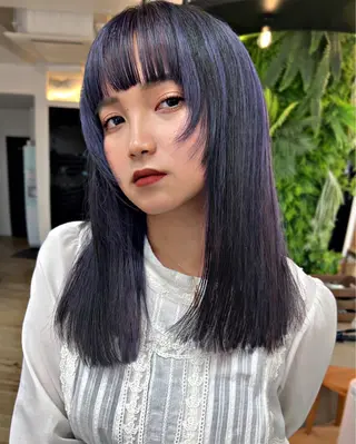 セミロング カラー Pocket仙台 💚モエリのヘアスタイル