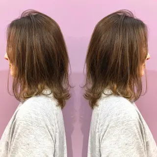 ミディアム カラー パーマ 細川 亮のヘアスタイル