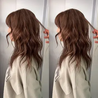 ミディアム カラー なんば🍓 似合わせカラー🐬のヘアスタイル