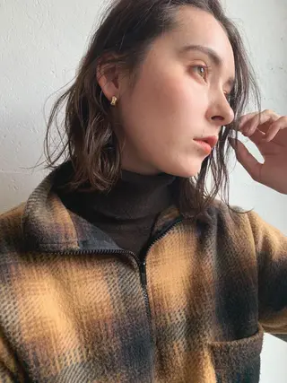 ミディアム カラー パーマ/透明感カラー /ボブ/吉田一生のヘアスタイル