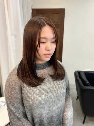 ロング カラー 顔周りカット ピンク カラー♡りりのヘアスタイル