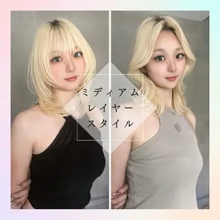 ミディアム 🥇KEN /レイヤー/艶カラーのヘアスタイル