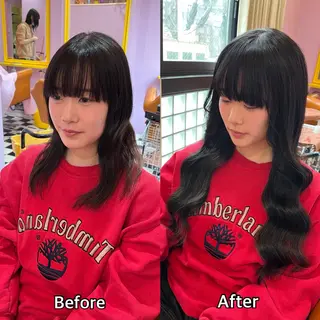 ロング シール＋ちび編み込み エクステ梅田🐨のヘアスタイル