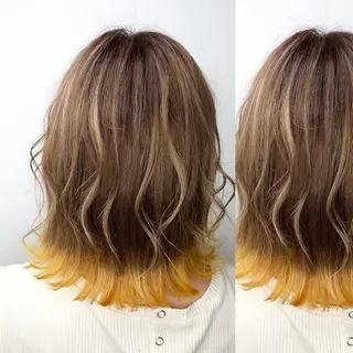 ロング カラー JuNブリーチに 縮毛矯正するプロのヘアスタイル