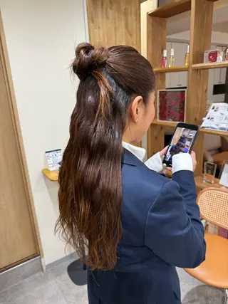 ロング ヘアアレンジ 韓国風パーマ/ヘア セット/店長みづきのヘアスタイル