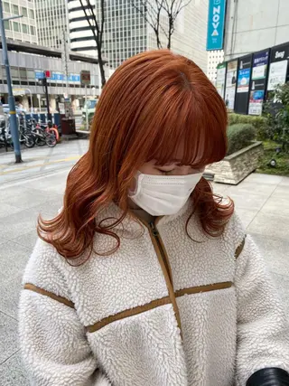 ミディアム カラー ハル🌸柔色/ ブリーチなし/艶髪のヘアスタイル