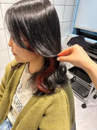 セミロング カラー 表参道♡暗髪^ྀི 艶カラー♡アユミのヘアスタイル
