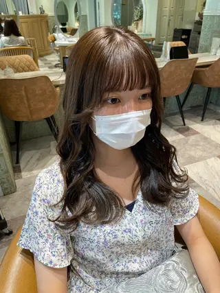 ミディアム 木屋元一/透明感 /前髪/韓国ヘアのヘアスタイル