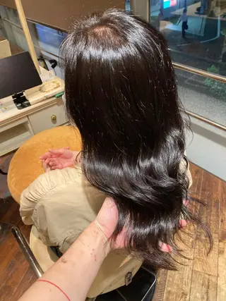 ロング カラー ヘアアレンジ 曲がる縮毛矯正 LIBER 　岩名のヘアスタイル