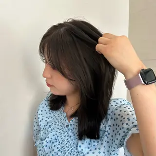 セミロング カラー オリーブ/ 透明感カラー/れいあのヘアスタイル