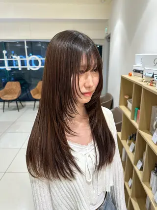 ロング カラー ヘアアレンジ タイトボブ個性派カラ ーAKANEのヘアスタイル