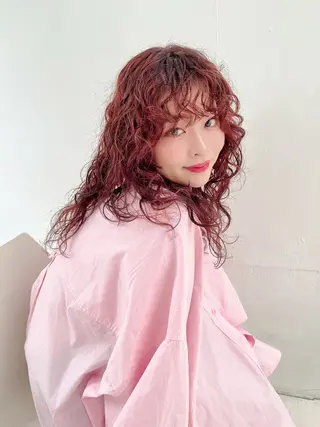 セミロング カラー パーマ 原宿パーマ kazuのヘアスタイル
